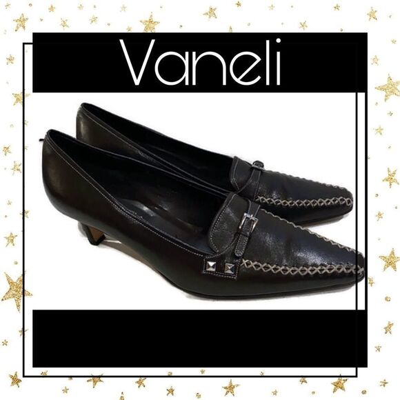 Vaneli Brown Leather Pointed Toe Heels 7.5 7.5M - Picture 1 of 7